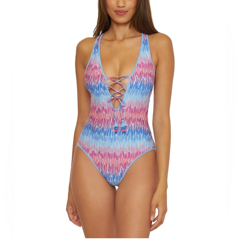 BECCA Women’s Tie-Dye One Piece Swimsuit with Radiant Colors- Medium